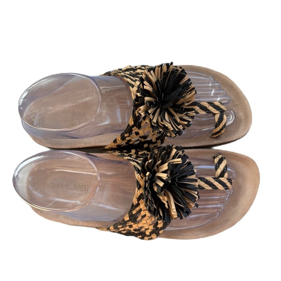 Ulla Johnson Netta Sandal Melange Black and Cream Size 37 Size 7 US Toe Strap - Picture 11 of 16